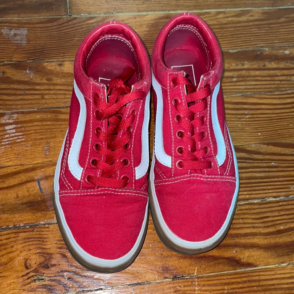 Red Low Top Vans Sneakers